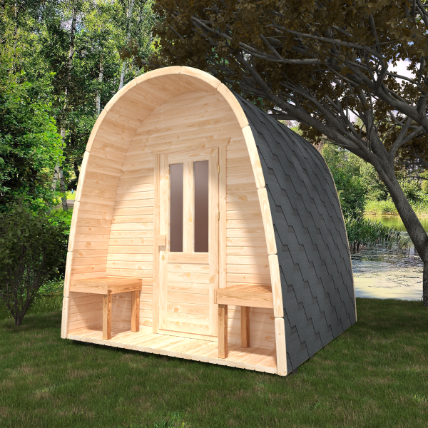 Fasssauna / Gartensauna / Banja / Viking 2,4 m mit Balkon